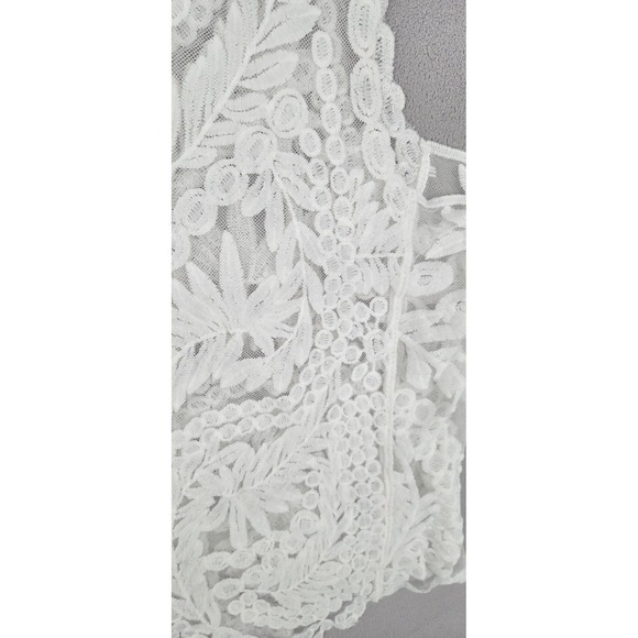 Boho Cottagecore Lace Crop Top Floral Sheer Romantic Coquette Tank LARGE - Picture 5 of 8